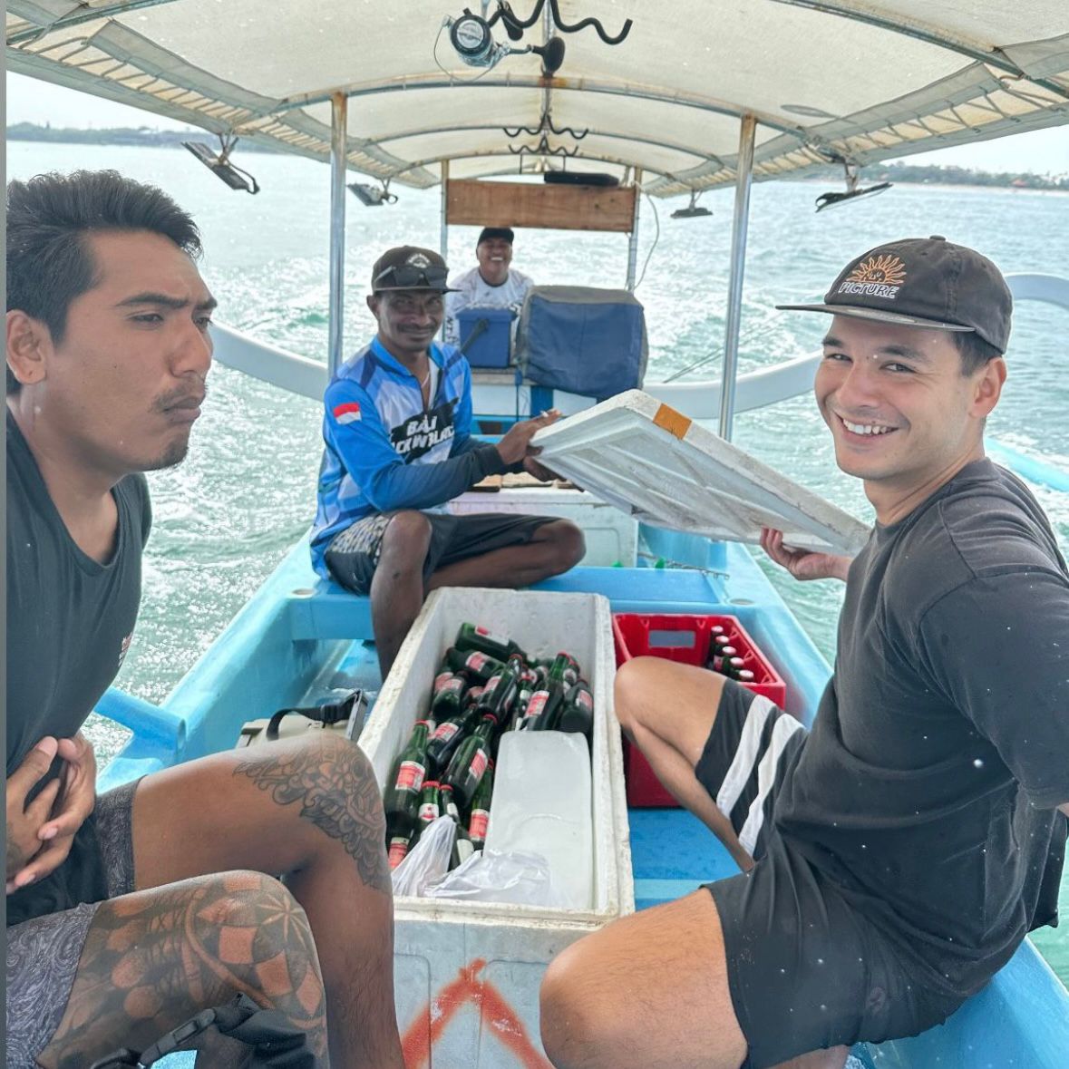 The Bali Back In Black crew on the boat during a trip